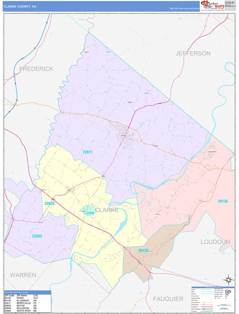 Clarke County, VA Wall Map Color Cast Style by MarketMAPS - MapSales