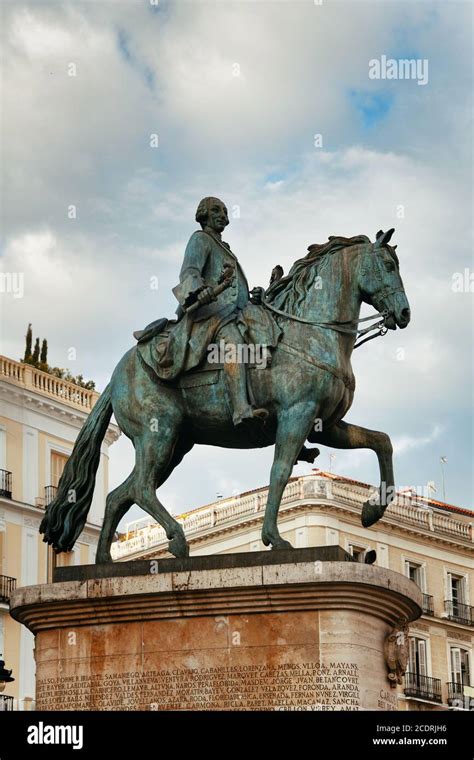 King Carlos III statue on horseback in Puerta del Sol in Madrid, Spain Stock Photo - Alamy