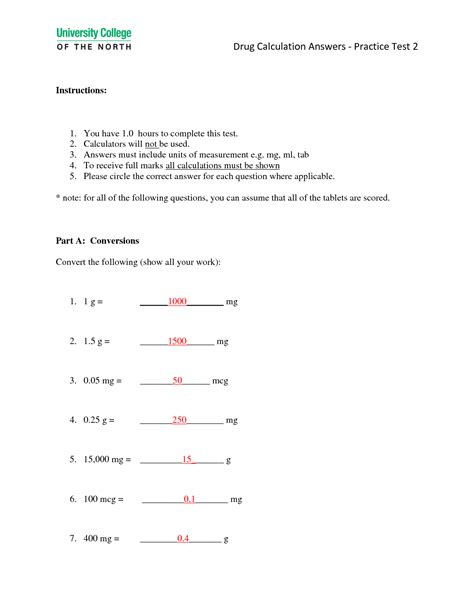 Free Printable Dosage Calculation Worksheets