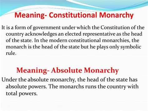 what is the difference between absolute monarchy and constitutional monarchy