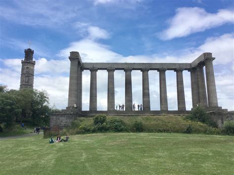 National Monument centre, and Nelson Monument left, Calton Hill ...