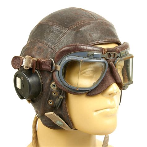 Original British WWII RAF Named Type C Leather Flying Helmet with Mk VIII Goggles ...