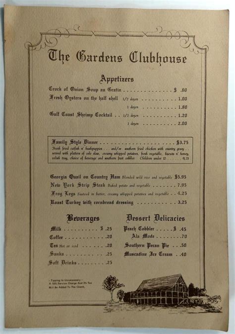 1970's Original Menu CALLAWAY GARDENS CLUBHOUSE Restaurant Pine Mountain Georgia | Pine mountain ...