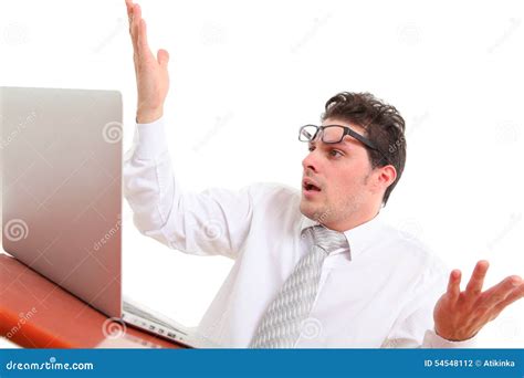 Stressed Out Man with Computer Stock Photo - Image of communication, business: 54548112