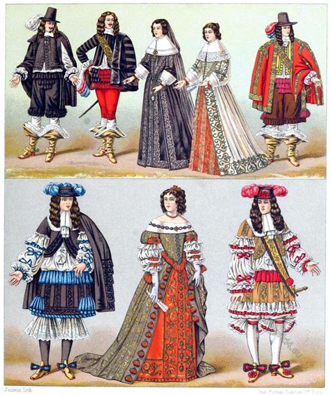 The costumes of the aristocracy. The kings of fashion. France 17th century. 17th Century ...