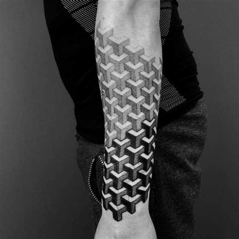 Geometric 3D pattern tattoo on the left forearm by Ferran Torre ...