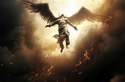 Premium AI Image | Lucifer falling from heaven sky Satan punishment angry arrogant biblical ...