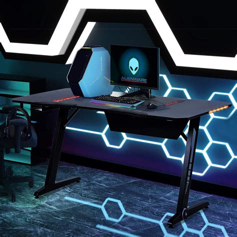 Amazon.com: Depointer X-Pro Gaming Desk LED Lights Z-Shaped Ergonomic ...