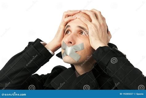 Businessman With His Mouth Taped Shut Royalty Free Stock Photography - Image: 19285027