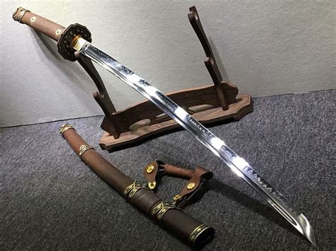 Nihontou Tachi,katana,High carbon steel burn blade,Rosewood,Brass toso ...