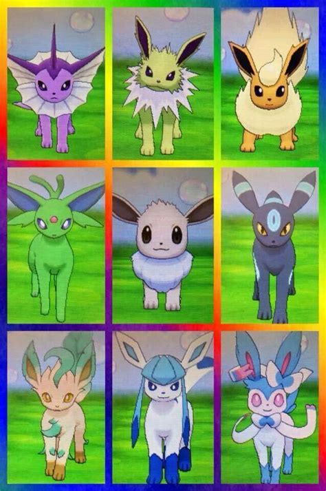 Image result for shiny eevee evolutions | Pokemon eeveelutions, Pokemon eevee, Pokemon