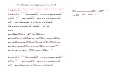 Panalangin Sa Pagiging Bukas Palad(Lyrics and Chords)