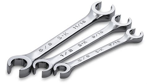 SK PROFESSIONAL TOOLS Flare Nut Wrench Set, Alloy Steel, Chrome, Range ...