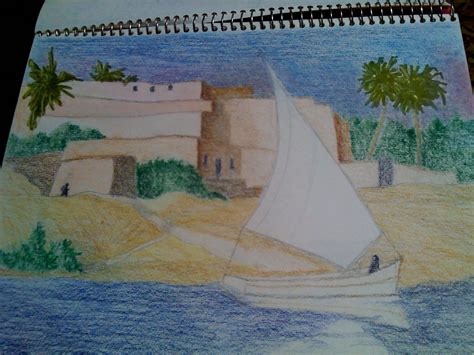 Drawing of hotel on the Nile River in Egypt- final project | Drawings, River drawing, Nile river