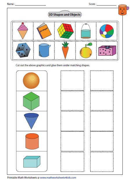 Solid 3D Shapes Worksheets