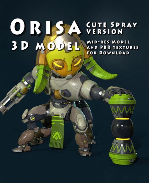 Orisa | Cute Spray version | Overwatch Fan Art 3D Model