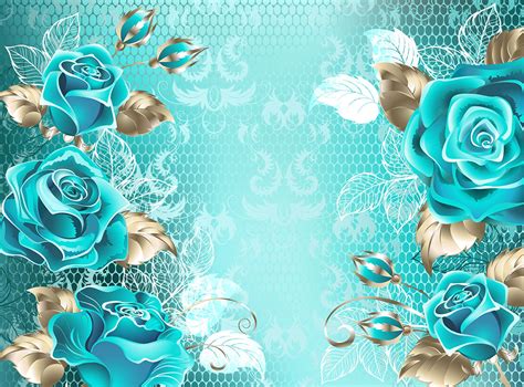 Lacy Background with Turquoise Roses ( Blue roses ) By blackmoon9 | TheHungryJPEG