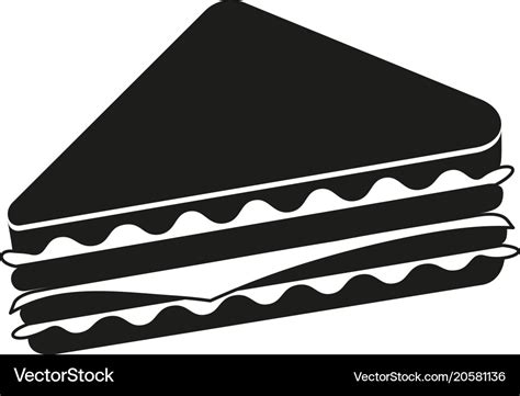 Black and white sandwich silhouette Royalty Free Vector