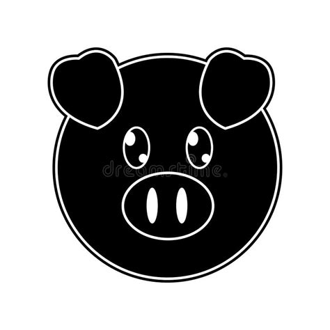 Silhouette Pig Head Cute Animal Character Stock Vector - Illustration of animal, nose: 109824939