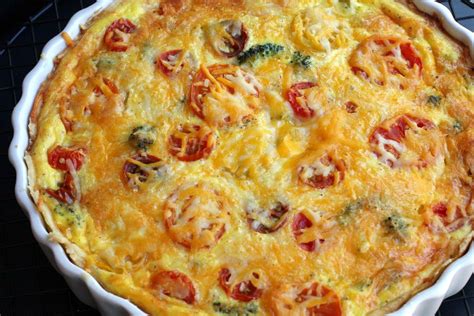 Broccoli and Ham Quiche With Tomatoes Recipe