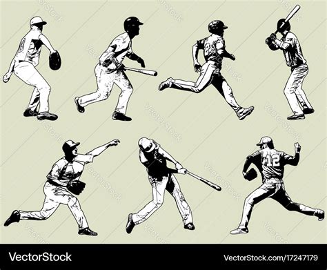 Baseball players set - sketch Royalty Free Vector Image