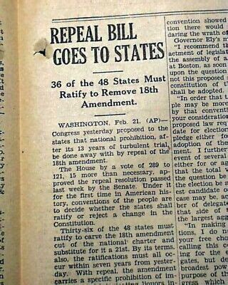 ENDING PROHIBITION 18th Amendment Repeal Liquor & BEER to RETURN 1933 Newspaper | eBay