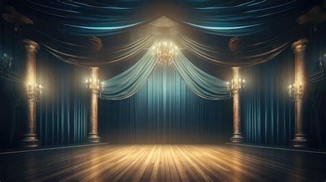 Premium AI Image | Stage with blue curtains and spotlights