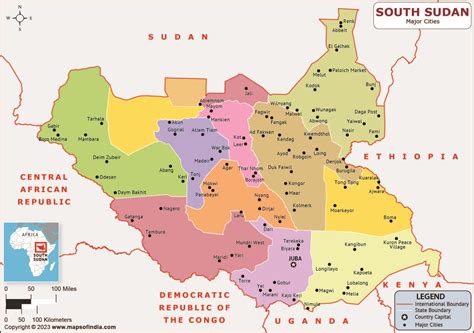 South Sudan Major Cities Map | List of Major Cities in Different States of South Sudan