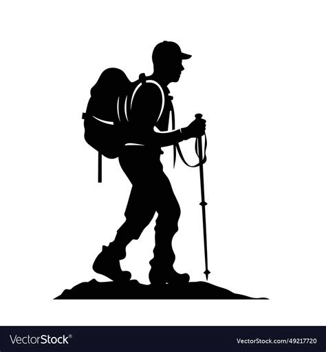 Hiker black icon on white background Royalty Free Vector