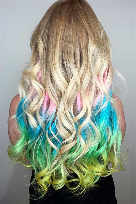 Hidden rainbow hair tresses allow you to be daring and switch to modest ...