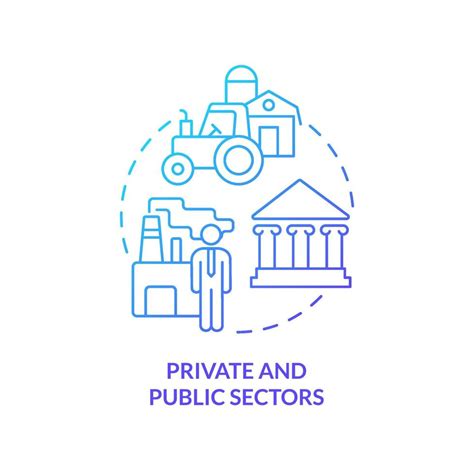 Private and public sectors blue gradient concept icon. State ...