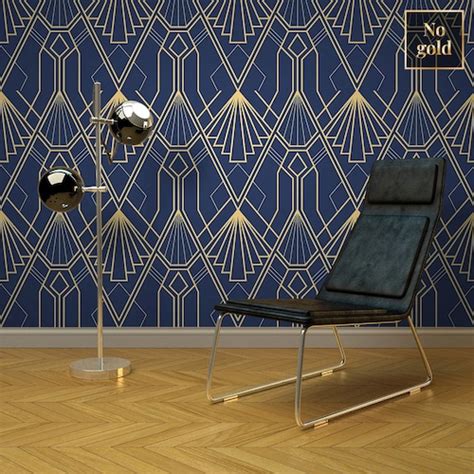 Geometric Wallpaper Art Deco Modern & Wall Mural Dark - Etsy