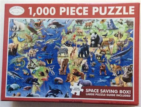 OTTER HOUSE 1000 piece space saving jigsaw ENDANGERED ANIMALS (complete ...