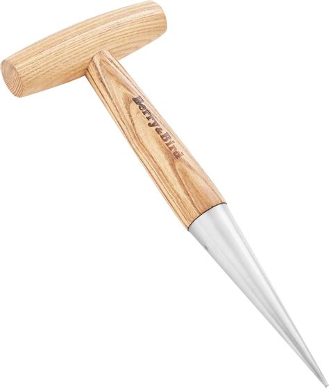 Berry&Bird Hand Dibber, Stainless Steel Sow Dibbler with Wood Handle ...