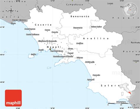 Gray Simple Map of Campania