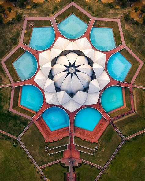 Lotus Temple at Delhi, India. Notable for its flowerlike shape, it has become a prominent ...