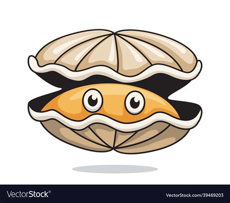 Oyster cartoon cute clam shellfish Royalty Free Vector Image