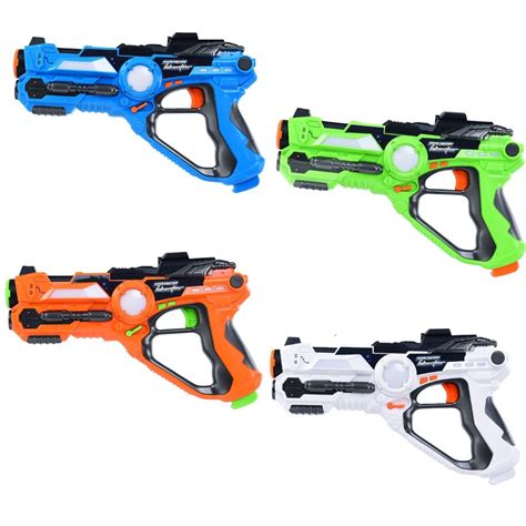 4 pcs Set Laser Tag Guns with Vests LED Target Armor | Outdoor settings ...