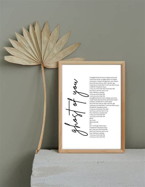 Ghost Song Lyrics DIGITAL DOWNLOAD ONLY Wall Art - Etsy