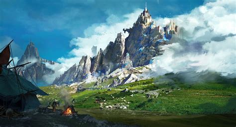 fantasy art, landscape, digital art, mountains, artwork, HD Wallpaper | Rare Gallery