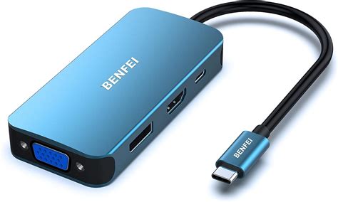 USB Type-C to HDMI+DisplayPort+VGA Adapter, 4K Support, Compatible with Laptops and TVs ...