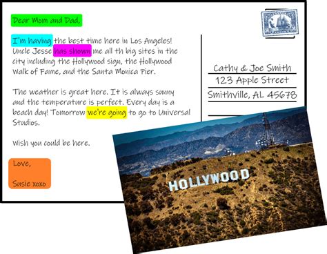 Writing a Postcard to Your Family | englishacademy101