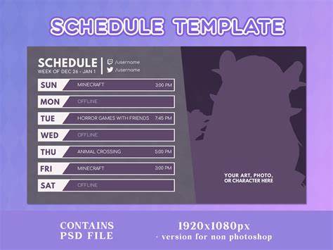 Twitch Schedule Template