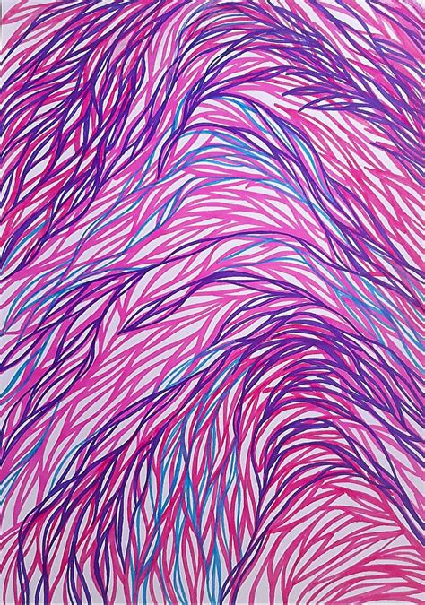 Pink Abstract lines Drawing by Nataliia Kravtsiv | Saatchi Art