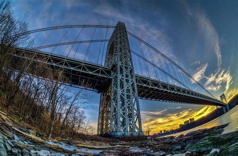 George Washington Bridge At Sunset Photograph by F. M. Kearney - Pixels