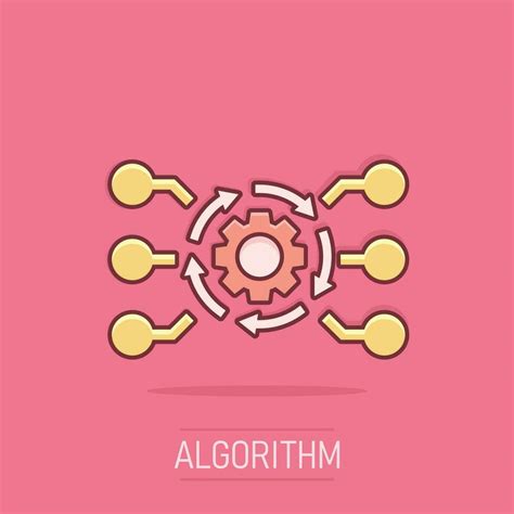 Vector cartoon algorithm api software icon in comic style. Gear with ...