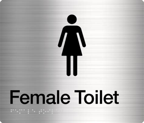 Female Toilet Sign Stainless Steel (Braille) - Discount Safety Signs New Zealand