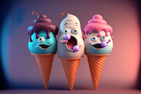 Premium Photo | Cartoonish ice cream mascots