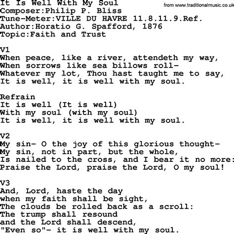 Adventist Hymn: It Is Well With My Soul - Christian Song lyrics, with PDF