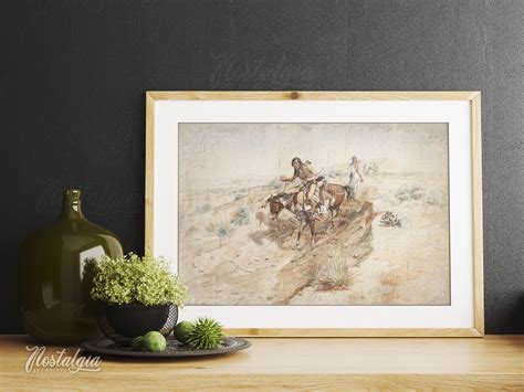 Native Americans Print Western Painting Vintage Wall Art Rustic Decor ...